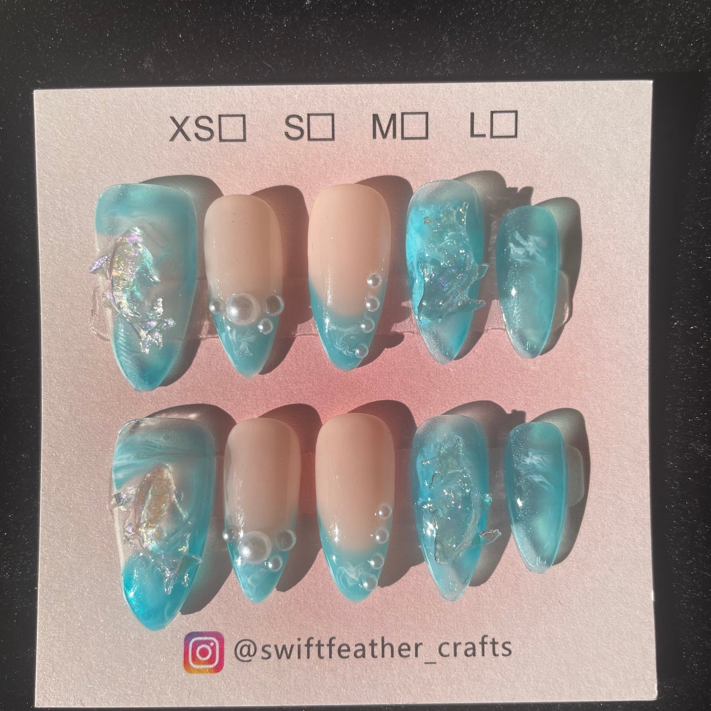 Ocean Tide Pearl Droplet Long Almond Press-On Nails