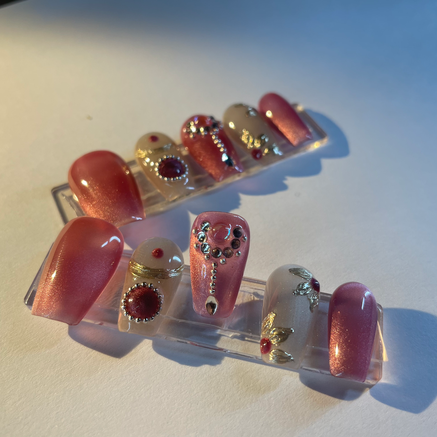 Elegant Pink Crown Press-On Nails | Royal Glam for Every Occasion